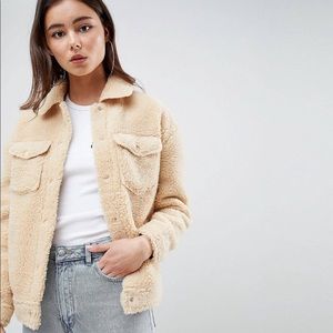 MISSGUIDED cream teddy jacket